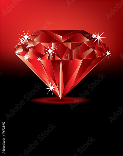 Red ruby on red gradient background