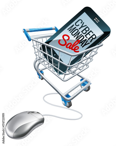 Cyber Monday Sale Phone Trolley Mouse Sign