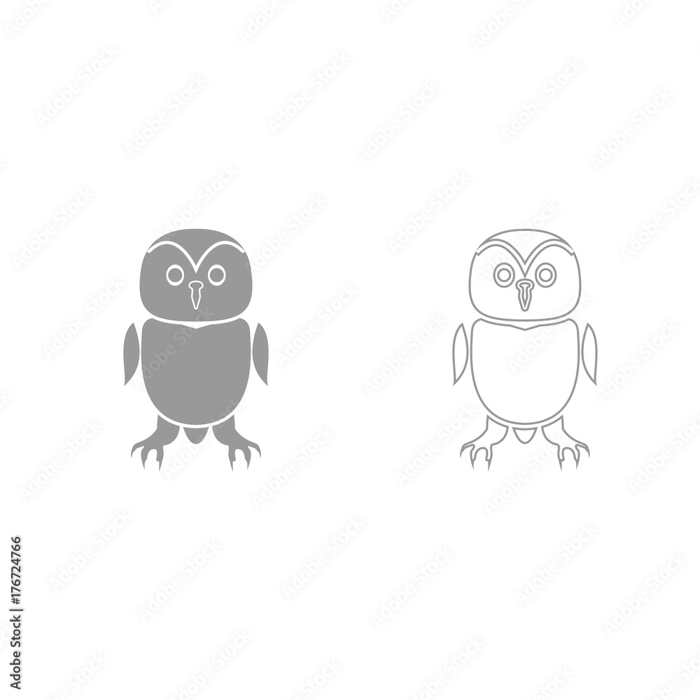Fototapeta premium Owl grey set icon .
