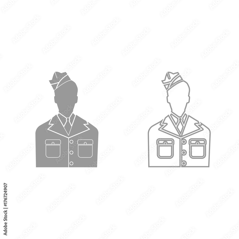 Veteran or soldier of the american army greyicon . Veteran or soldier of the american army greyicon .