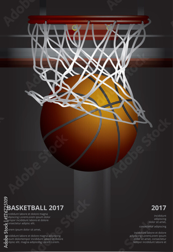 Basketball Poster Advertising Vector Illustration