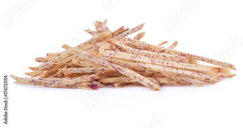 fried taro chips, Taro snacks on white background.