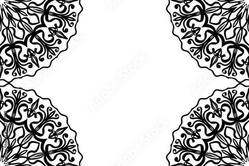 creative invitation card with mandala elements. black and white color. for greeting card, wedding invitation, yoga flyer. vector