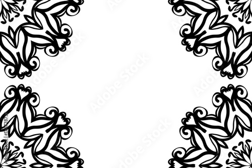 creative invitation card with mandala elements. black and white color. for greeting card, wedding invitation, yoga flyer. vector