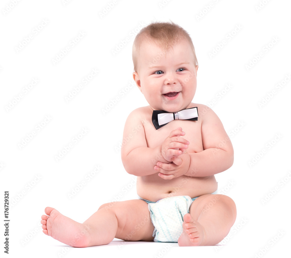 Portrait of smiling baby boy isolated on white background. Portrait of smiling baby boy isolated on white background.