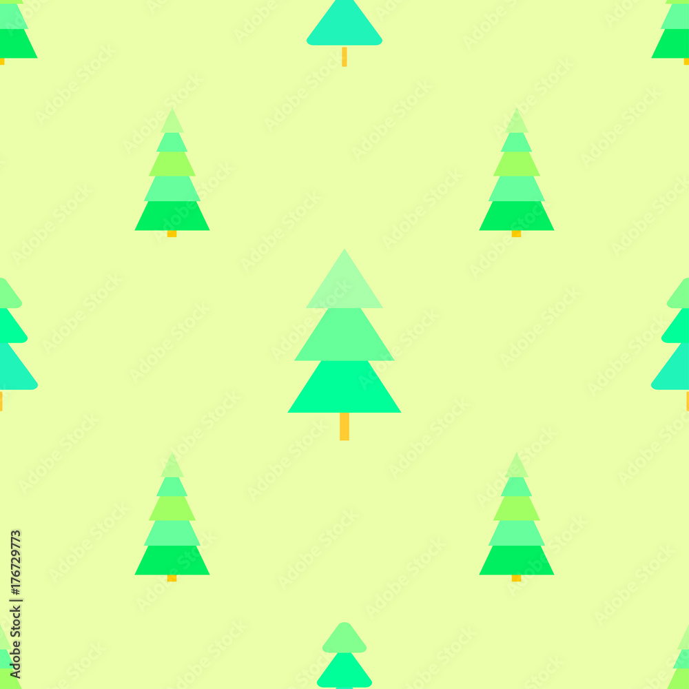 Seamless pattern with chrismas trees. Background. Bright texture. Abstract geometric wallpaper. Geometric art. Green christmas trees. Print for textiles, fabrics, polygraphy, posters. Greeting card