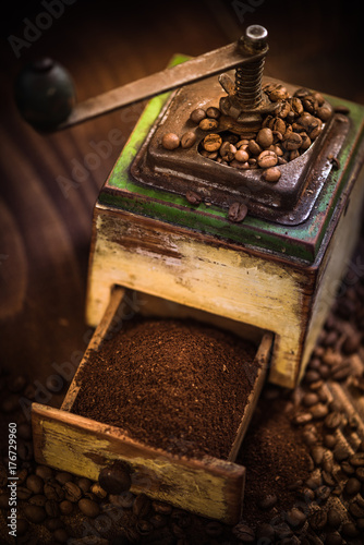 Fresh grinder coffee beans