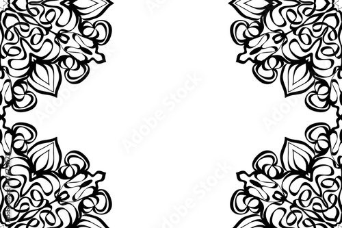 creative invitation card with mandala elements. black and white color. for greeting card, wedding invitation, yoga flyer. vector