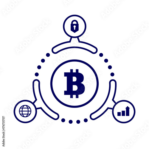 The advantages of cryptocurrency. Illustration in flat style. On white background.