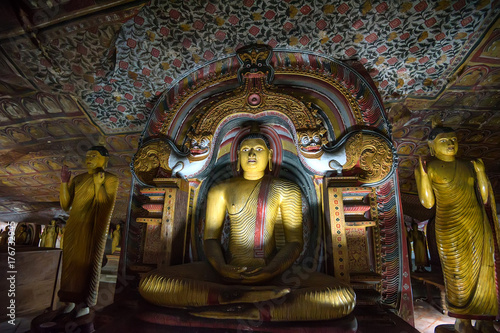 Buddha staue in cave temple in Dambulla