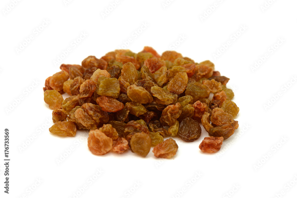 Obraz premium handful of dried raisins on a white background