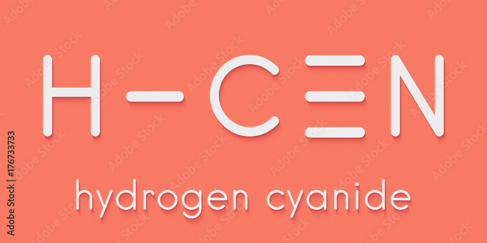 Hydrogen cyanide (HCN) poison molecule. Has typical almond-like odor ...