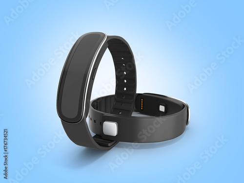 fitness bracelet smart watch on blue gradient background 3d