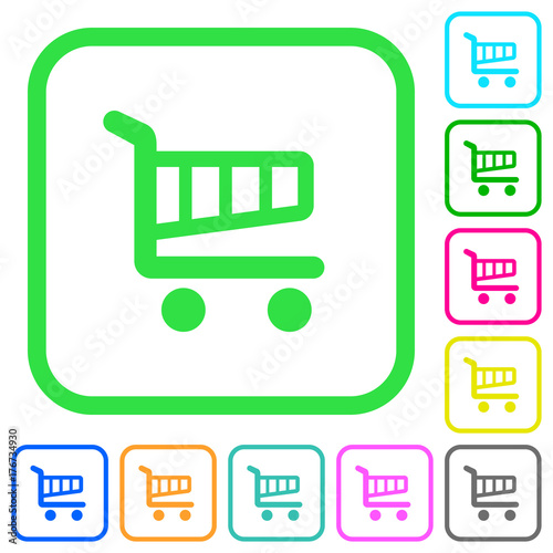 Single cart vivid colored flat icons icons