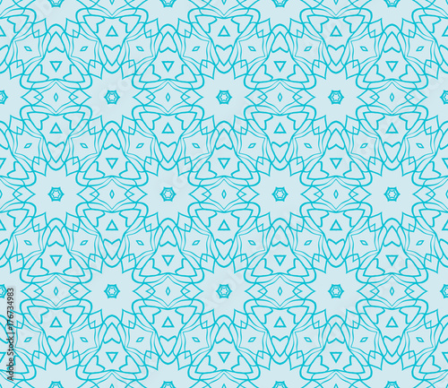 Ornamental seamless lace pattern in geometric style. Floral ornament. vector illustration. For design cloth, paper, print, textile. blue ocean water color