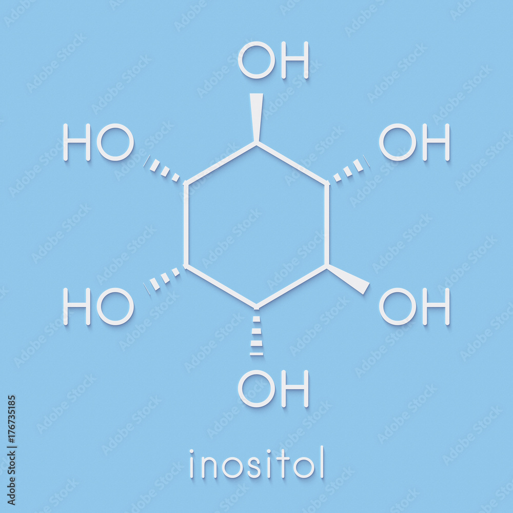 inositol (myoinositol) molecule. Inositol and its phosphates play essential roles in a number