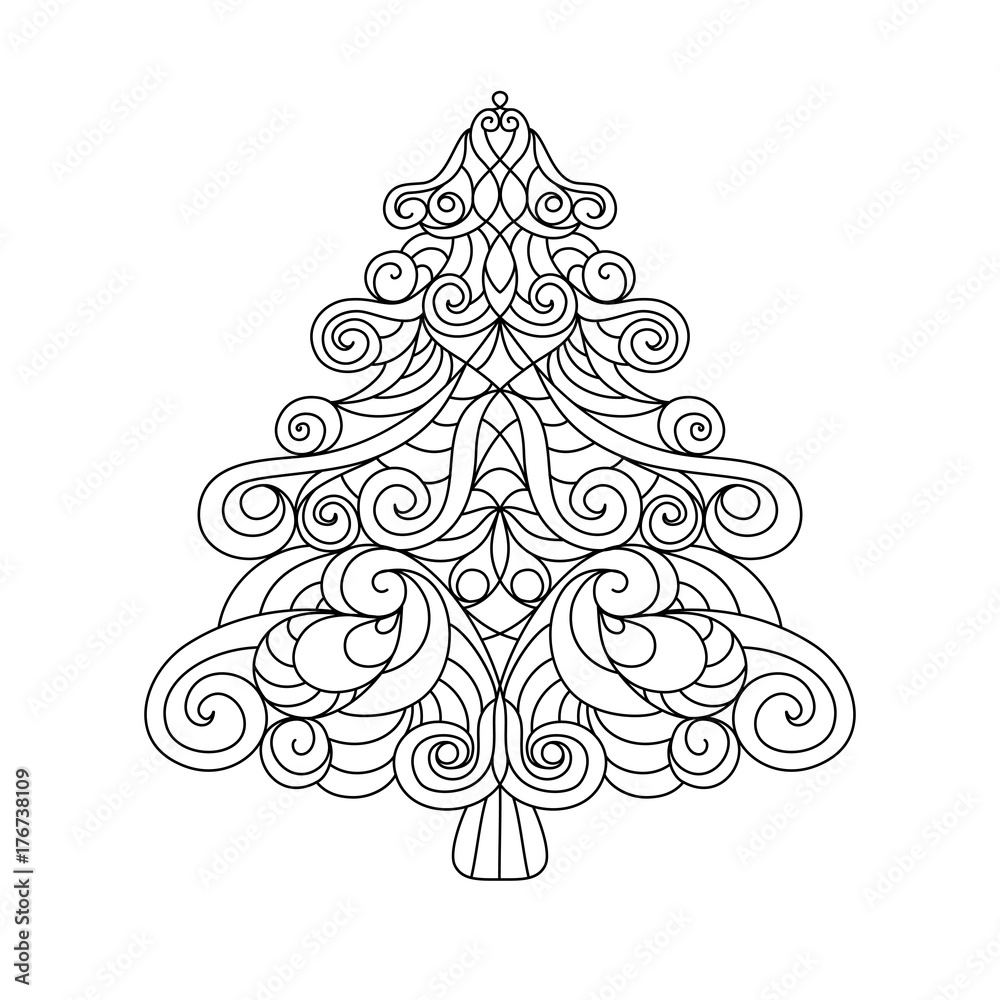 Christmas tree. Mandala. Stock Vector | Adobe Stock