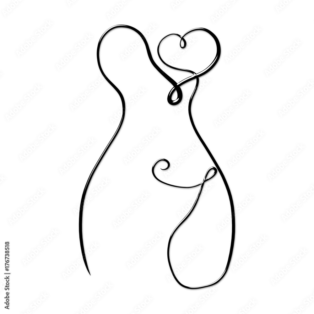 The figure of a slender woman, a creative sketch, drawn by one line The figure of a slender woman, a creative sketch, drawn by one line
