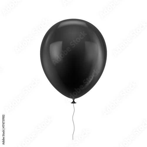 Black ballon realistic. White inflatable ball of realistic isolated on white background for designers and illustrators. Balloon as a vector illustration