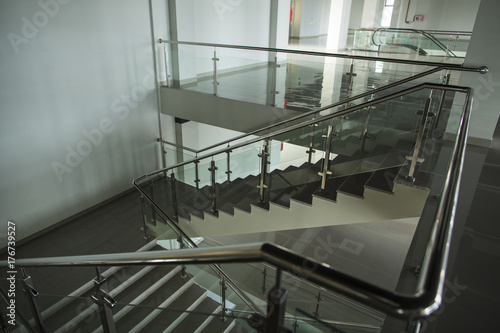 Interior with large windows and stairs