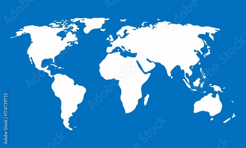 White World map on blue background, Vector Illustration