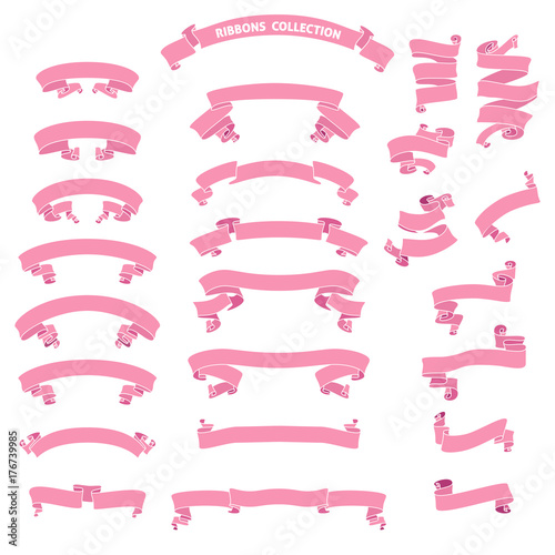 Collection cute  pink ribbon for any decoration.