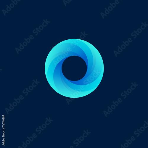 Vortex logo. Water emblem. O monogram.