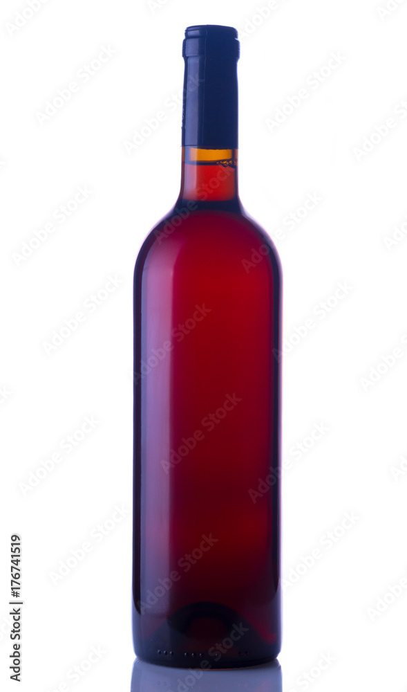 Bottle of pink wine isolated on white background Bottle of pink wine isolated on white background