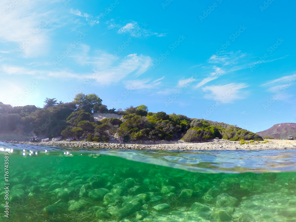 Split underwater view of La Speranza beach
