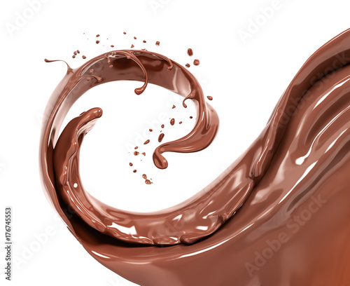 Fotografiet Splash chocolate 3d rendering