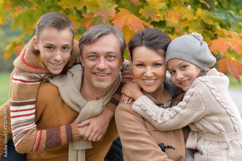 Happy family in park