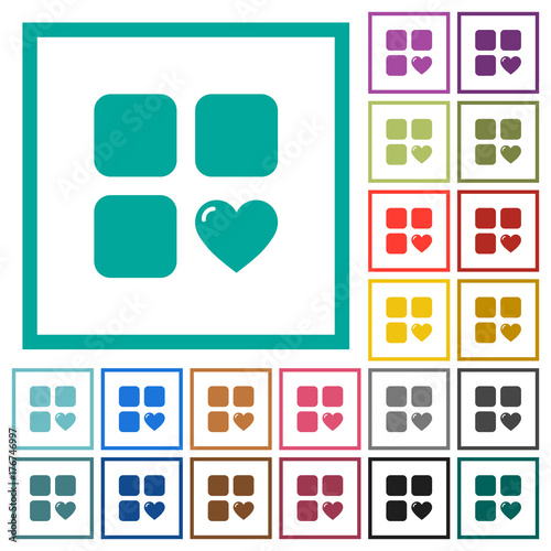 Favorite component flat color icons with quadrant frames