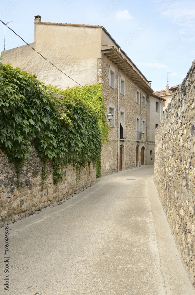 Stone street in Besalu, Girona, Spain