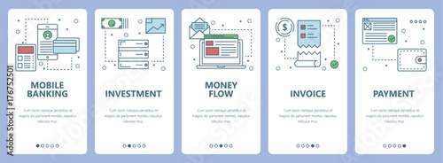 Vector modern thin line flat design finance concept vertical banners