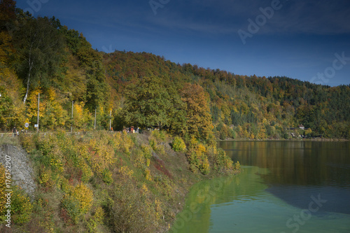 autumn landcape with colorful trees and water