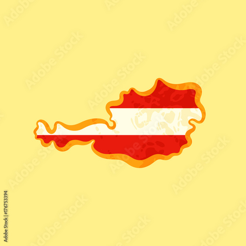 Austria - Map colored with Austrian flag