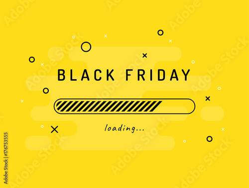 Black friday loading - vector illustration. Yellow background.