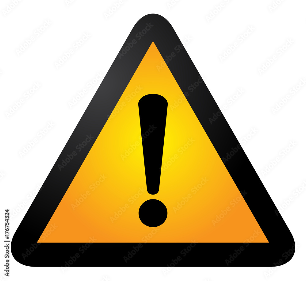 Black and yellow triangle warning alert sign vector illustration. Caution 3d attention sign black and yellow. Black exclamation point. Note, care, notice mark