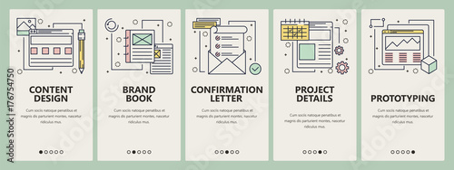 Vector thin line flat design project concept vertical banners