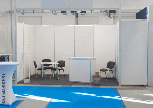 Exhibition fair show company stand booth, empty blank photo