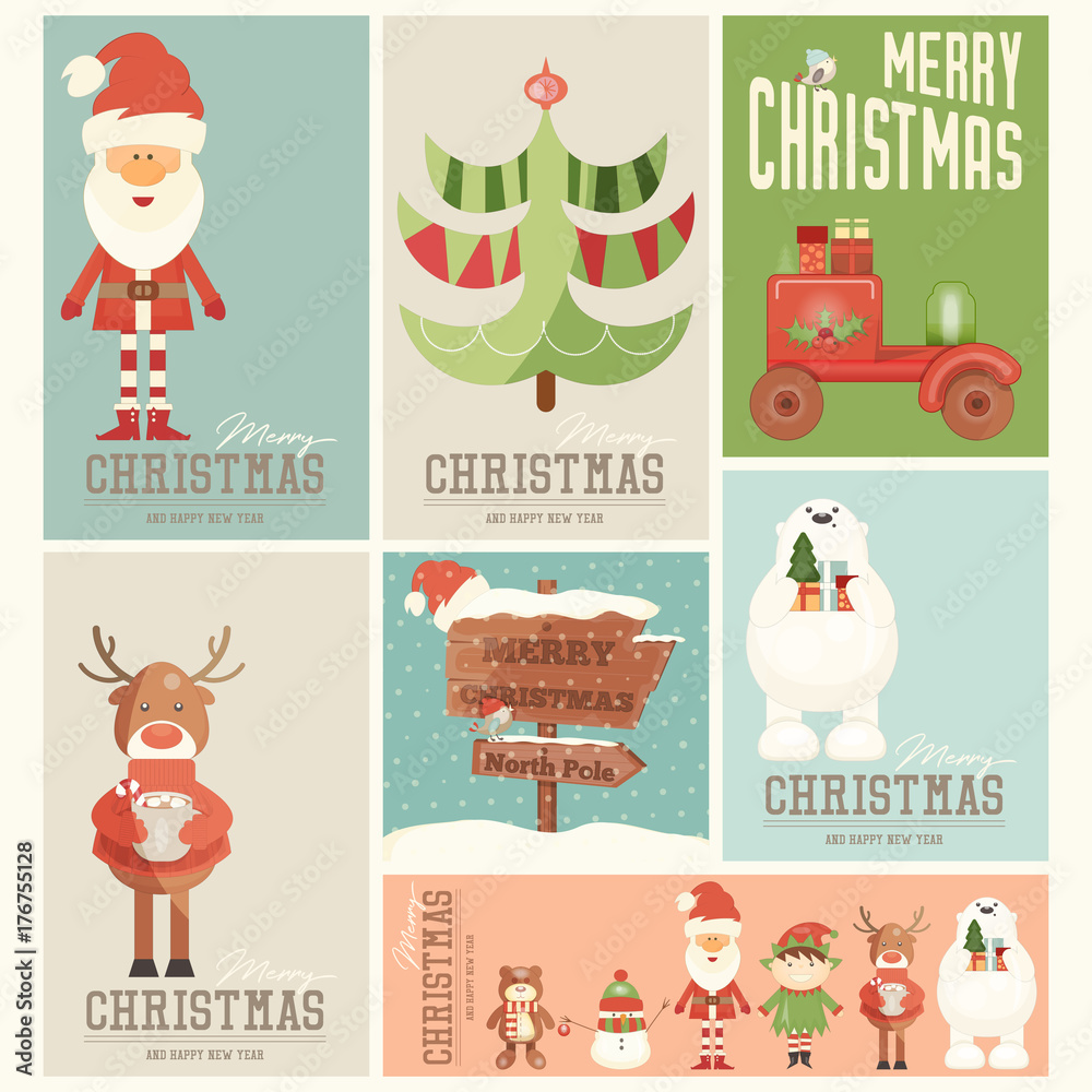 Fototapeta premium Merry Christmas Posters Set
