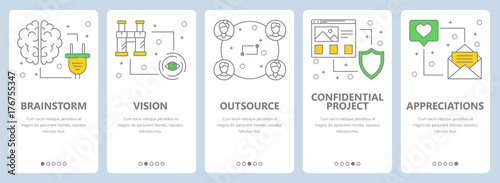Vector thin line flat design project management concept vertical banners