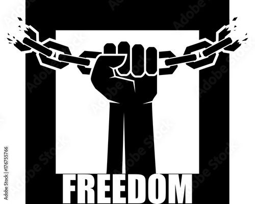 Freedom icon. Human hands and broken chain .Freedom concept. Vector illustration