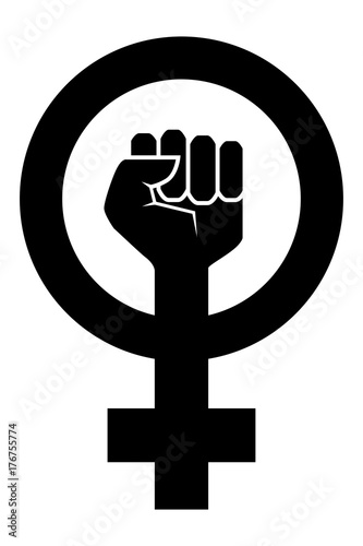 Female woman feminism protest hand icon. Vector illustration
