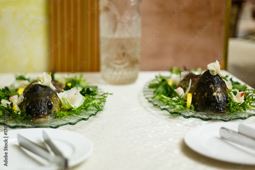 Stuffed fish on banquet Stuffed fish on banquet