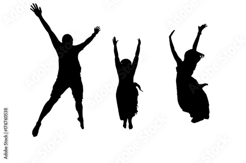 silhouette of shape and action jumping from happiness