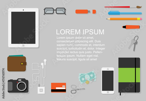 Flat design flyer with every day  accessories