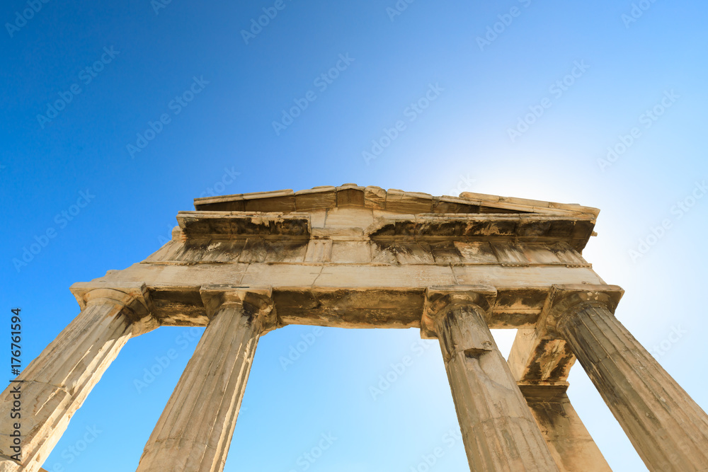 Gate at roman Agora in Athens, Greece