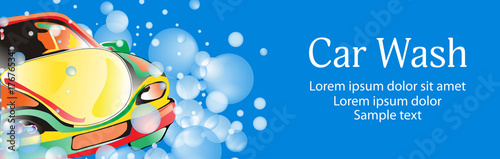Car wash. Banner for your design. Vector