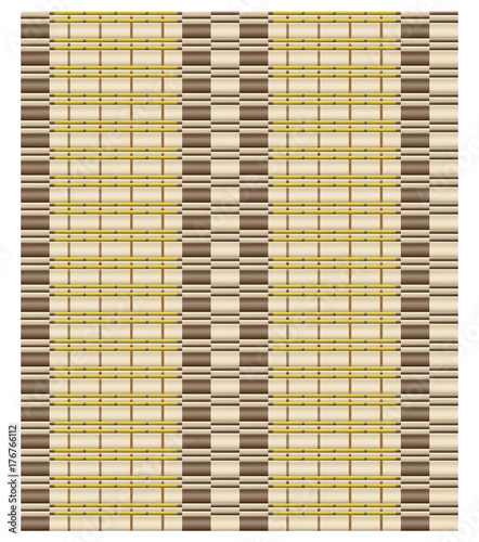 Seamless vector texture of bamboo curtain or thatched table mat. Swatch is included in vector file.